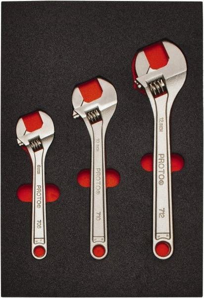 Proto - 3 Piece, 8" to 12", Spline Combination Wrench Set - Inch Measurement Standard, Satin Finish, Comes in Roll Pouch - Top Tool & Supply