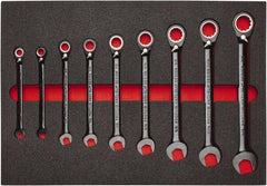 Proto - 9 Piece, 9/32" to 3/4", Spline Combination Wrench Set - Inch Measurement Standard, Black/Chrome Finish, Comes in Roll Pouch - Top Tool & Supply