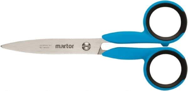 Martor USA - 2.2" LOC, 5.27" OAL Stainless Steel Blunt-Point Scissors - Ambidextrous, Fiberglass Straight Handle, For Fabrics, Paper, Heavy Weight Paper - Top Tool & Supply