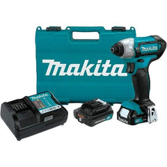 Makita - 12 Volt, 1/4" Drive, 80 Ft/Lb Torque, Cordless Impact Driver - Pistol Grip Handle, 2600 RPM, 2 Lithium-Ion Batteries Included - Top Tool & Supply