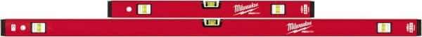 Milwaukee Tool - Magnetic 24" & 48" Long 6 Vial Box Beam Level - Aluminum, Red, 2 Level & 4 Plumb Vials - Top Tool & Supply