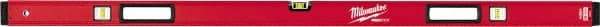 Milwaukee Tool - 59" Long 3 Vial Box Beam Level - Aluminum, Red, 1 Level & 2 Plumb Vials - Top Tool & Supply