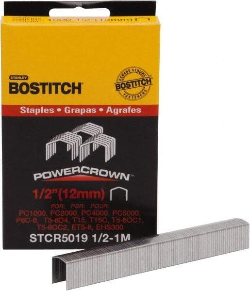 Stanley Bostitch - 1/2" Long x 7/16" Wide, 24 Gauge Crowned Construction Staple - Steel, Chisel Point - Top Tool & Supply