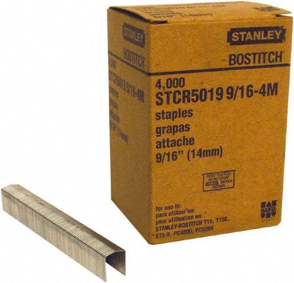 Stanley Bostitch - 9/16" Long x 7/16" Wide, 18 Gauge Crowned Construction Staple - Steel, Chisel Point - Top Tool & Supply