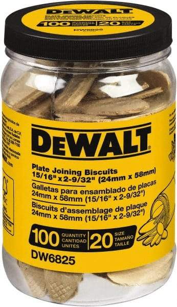 DeWALT - Size 20 Biscuits - 100 Pieces, Tube - Top Tool & Supply