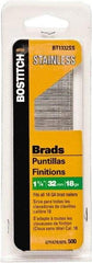 Stanley Bostitch - 18 Gauge 0.05" Shank Diam 1-1/4" Long Brad Nails for Power Nailers - Stainless Steel, Ring Shank, Straight Stick Adhesive Collation, Brad Head, Chisel Point - Top Tool & Supply