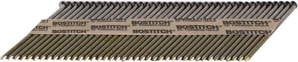 Stanley Bostitch - 11 Gauge 0.131" Shank Diam 3-1/4" Long Framing Nails for Power Nailers - Steel, Galvanized Finish, Smooth Shank, Angled Stick Paper Tape Collation, Round Head - Top Tool & Supply