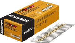 Stanley Bostitch - 10 Gauge 0.148" Shank Diam 2-1/2" Long Metal Connecting Nails for Power Nailers - Steel, Galvanized Finish, Smooth Shank, Angled Stick Paper Tape Collation, Round Head, Diamond Point - Top Tool & Supply