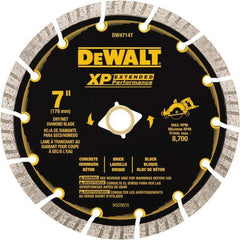 DeWALT - 7" Diam, 5/8" Arbor Hole Diam, 14 Tooth Wet & Dry Cut Saw Blade - Diamond Matrix, Fast Cutting Action, Standard Round Arbor - Top Tool & Supply