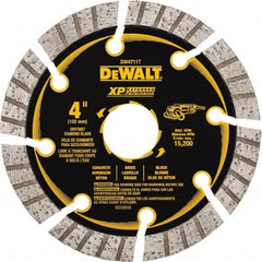 DeWALT - 4" Diam, 7/8" Arbor Hole Diam, 8 Tooth Wet & Dry Cut Saw Blade - Diamond Matrix, Fast Cutting Action, Standard Round Arbor - Top Tool & Supply