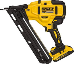 DeWALT - Cordless Finish Nailer Kit - 15 Gauge Nail Diam, 1-1/4 to 2-1/2" Long Nail, Includes DCB203 2Ah Battery, Carry Bag & Charger - Top Tool & Supply