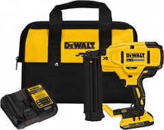 DeWALT - Cordless Brad Nailer Kit - 18 Gauge Nail Diam, 5/8 to 2-1/8" Long Nail, Includes DCB203 2Ah Battery, Carry Bag & Charger - Top Tool & Supply