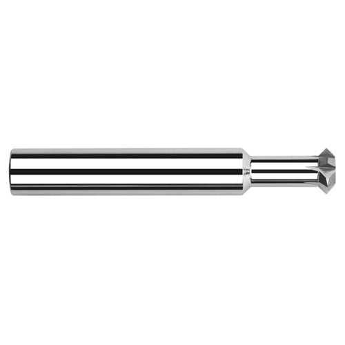 Double Angle Shank Cutters - 0.1250″ (1/8″) Cutter Diameter × 0.0360″ Width × 0.5000″ (1/2″) Neck Length Carbide Double Angle Shank Cutter, 4 Flutes - Exact Industrial Supply