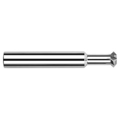 Double Angle Shank Cutters - 0.1250″ (1/8″) Cutter Diameter × 0.0360″ Width × 0.5000″ (1/2″) Neck Length Carbide Double Angle Shank Cutter, 4 Flutes - Exact Industrial Supply