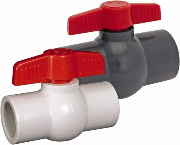 Hayward - 1" Pipe, Full Port, PVC Miniature Ball Valve - Inline - One Way Flow, FNPT Ends, Tee Handle, 150 WOG - Top Tool & Supply