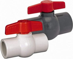 Hayward - 1-1/4" Pipe, Full Port, PVC Miniature Ball Valve - Inline - One Way Flow, FNPT Ends, Tee Handle, 150 WOG - Top Tool & Supply