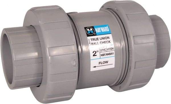 Hayward - 2" Pipe, CPVC True Union Design Ball Valve - Inline - One Way Flow, Socket x Thread Ends, 235 WOG - Top Tool & Supply