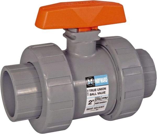 Hayward - 2" Pipe, Full Port, CPVC Full Port Ball Valve - Bi-Directional, Socket x Thread Ends, Tee Handle, 250 WOG - Top Tool & Supply