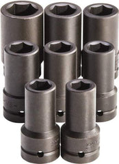 Proto - 8 Piece 1" Drive Full Polish Finish Deep Well Impact Socket Set - 6 Points, 7/8" to 1-1/2" Range, Inch Measurement Standard - Top Tool & Supply