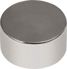 Mag-Mate - 3/8" Diam x 1/4" High Neodymium Rare Earth Magnet - 6.86 Lb Max Capacity, 180°F Max, Nickel Plated - Top Tool & Supply