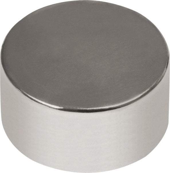 Mag-Mate - 1/4" Diam x 1/8" High Neodymium Rare Earth Magnet - 2.3 Lb Max Capacity, 180°F Max, Nickel Plated - Top Tool & Supply