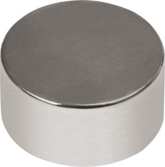 Mag-Mate - 1/4" Diam x 1/8" High Neodymium Rare Earth Magnet - 2.3 Lb Max Capacity, 180°F Max, Nickel Plated - Top Tool & Supply