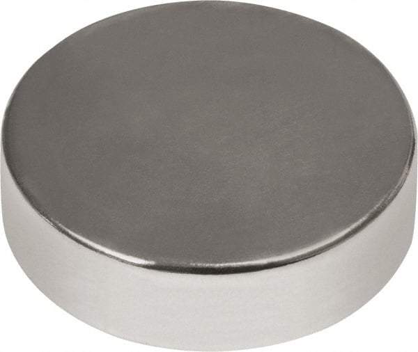 Mag-Mate - 1/2" Diam x 3/16" High Neodymium Rare Earth Magnet - 11.5 Lb Max Capacity, 180°F Max, Nickel Plated - Top Tool & Supply