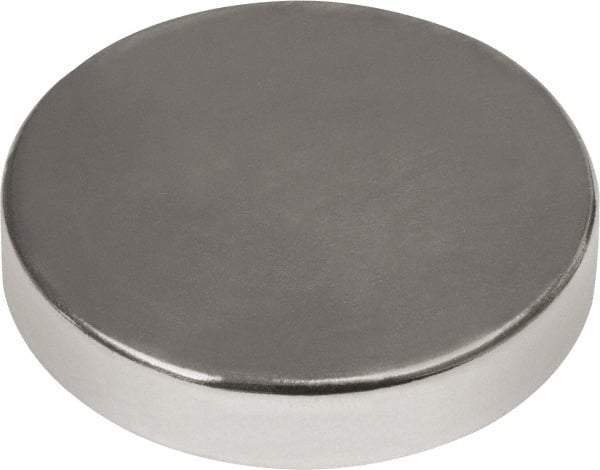 Mag-Mate - 1/2" Diam x 1/8" High Neodymium Rare Earth Magnet - 7.7 Lb Max Capacity, 180°F Max, Nickel Plated - Top Tool & Supply