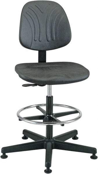 Bevco - 19 to 26-1/2" High Pneumatic Height Adjustable Chair - 27" Wide x 27" Deep, Polyurethane Seat, Black - Top Tool & Supply