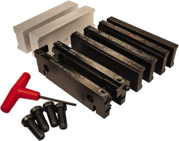 Jet Machining - 6" Jaw Width, " Jaw Height, Standard Vise Jaw Sets - Hardened Steel - Top Tool & Supply