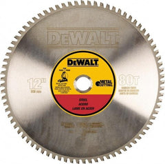 DeWALT - 12" Diam, 1" Arbor Hole Diam, 80 Tooth Wet & Dry Cut Saw Blade - Steel, Crosscutting Action, Standard Round Arbor - Top Tool & Supply