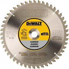 DeWALT - 7-1/4" Diam, 5/8" Arbor Hole Diam, 48 Tooth Wet & Dry Cut Saw Blade - Steel, Crosscutting Action, Standard Round Arbor - Top Tool & Supply