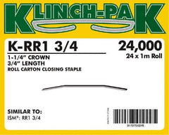 Klinch-Pak - 3/4" Long x 1-1/4" Wide, 0 Gauge Wide Crown Construction Staple - Steel, Copper Finish, Chisel Point - Top Tool & Supply