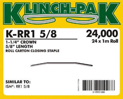 Klinch-Pak - 5/8" Long x 1-1/4" Wide, 0 Gauge Wide Crown Construction Staple - Steel, Copper Finish, Chisel Point - Top Tool & Supply