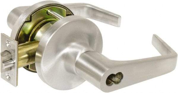 Falcon - Storeroom Lever Lockset - 2-3/4" Back Set, Steel, Brushed Chrome Finish - Top Tool & Supply