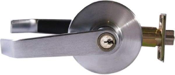 Arrow Lock - Entry Lever Lockset - 2-3/4" Back Set, Steel, Brushed Chrome Finish - Top Tool & Supply