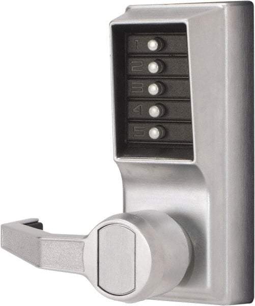 Kaba Access - Combination Entry Lever Lockset - 2-3/4" Back Set, No Cylinder, Zamak3, Satin Chrome Finish - Top Tool & Supply