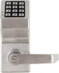 Alarm Lock - Combination Entry Lever Lockset with Key Override - 2-3/4" Back Set, Steel, Brushed Chrome Finish - Top Tool & Supply