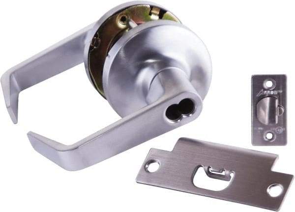 Arrow Lock - Storeroom Lever Lockset - 2-3/4" Back Set, Steel, Brushed Chrome Finish - Top Tool & Supply