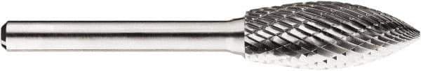 SGS Pro - 1/2" Cut Diam, 1/4" Shank Diam, Tree Head Double Cut Burr - Carbide, Point End, 1-1/4" LOC, 1-1/4" OAL - Top Tool & Supply