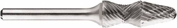 SGS Pro - 1/2" Cut Diam, 1/4" Shank Diam, Taper Head Double Cut Burr - Carbide, Radius End, 1-1/4" LOC, 1-1/4" OAL - Top Tool & Supply