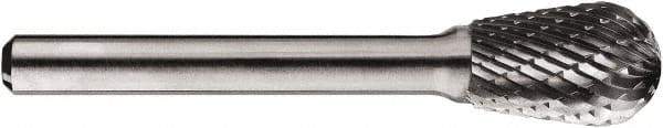 SGS Pro - 1/2" Cut Diam, 1/4" Shank Diam, Ball Head Single Cut Burr - Carbide, Ball End, 3/4" LOC, 3/4" OAL - Top Tool & Supply