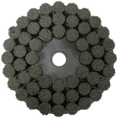 Weiler - 10" 120 Grit Ceramic Crimped Disc Brush - Fine Grade, Drive Arbor Connector, 1-1/2" Trim Length, 1-1/4" Arbor Hole - Top Tool & Supply