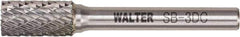 WALTER Surface Technologies - 3/8" Cut Diam, 1/4" Shank Diam, Cylinder Head Double Cut Burr - Tungsten Carbide, 3/4" LOC, 3-3/4" OAL - Top Tool & Supply