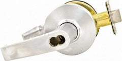 Stanley - Grade 1 Storeroom Lever Lockset for 1-3/4 to 2-1/4" Thick Doors - 2-3/4" Back Set, Small Format I/C Less Cylinder, Zinc Alloy with Brass Trim, Satin Chrome Finish - Top Tool & Supply