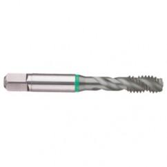 M18x2.5 6H 4-Flute Cobalt Green Ring Semi-Bottoming 40 degree Spiral Flute Tap-TiCN - Top Tool & Supply