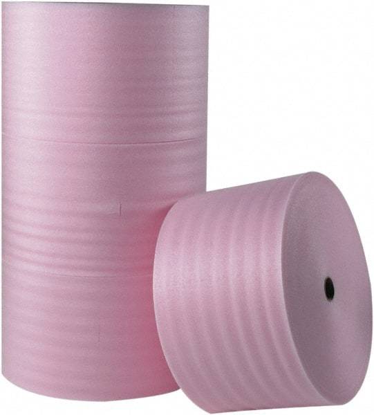 Made in USA - 550' Long x 12" Wide x 1/8" Thick, Polyethylene Foam - Pink - Top Tool & Supply