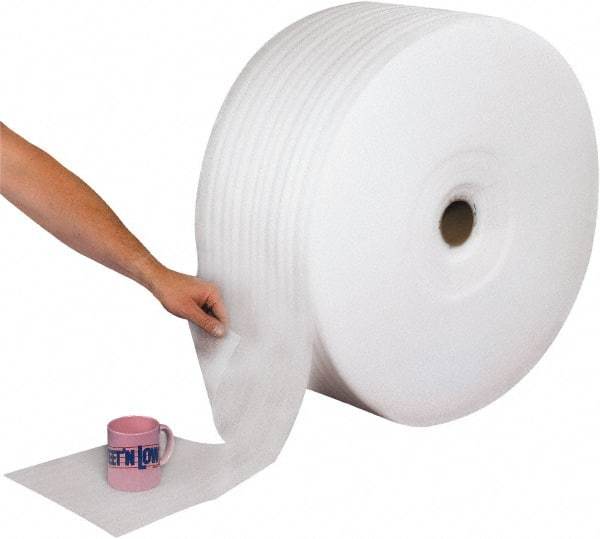 Made in USA - 1,250' Long x 12" Wide x 1/16" Thick, Foam Roll - White - Top Tool & Supply