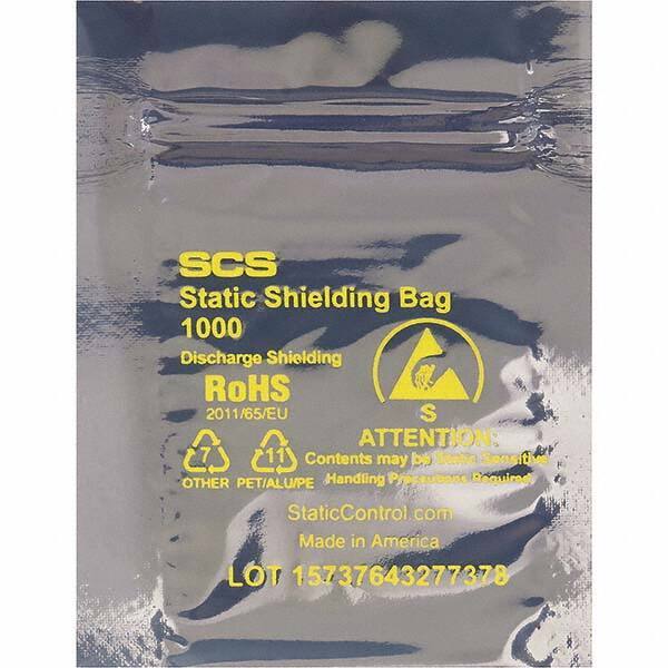 Made in USA - 5" Long x 4" Wide, 3.1 mil Thick, Self Seal Static Shield Bag - Transparent, Metal-In, Standard Grade - Top Tool & Supply