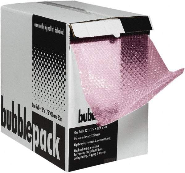 Made in USA - 2,100" Long x 12" Wide, Antistatic Bubble Roll - Pink, Standard Grade - Top Tool & Supply